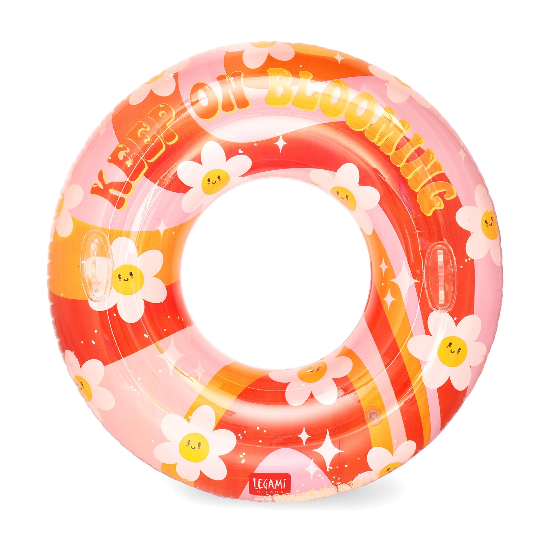 Legami - Inflatable Swimming Ring for Pool, Maxi Donut for Teens and Adults, Inflatable Accessories for Sea, Beach, Supports up to 80 kg, Donut in Swim Ring Shape, Diameter 102 cm, Daisy