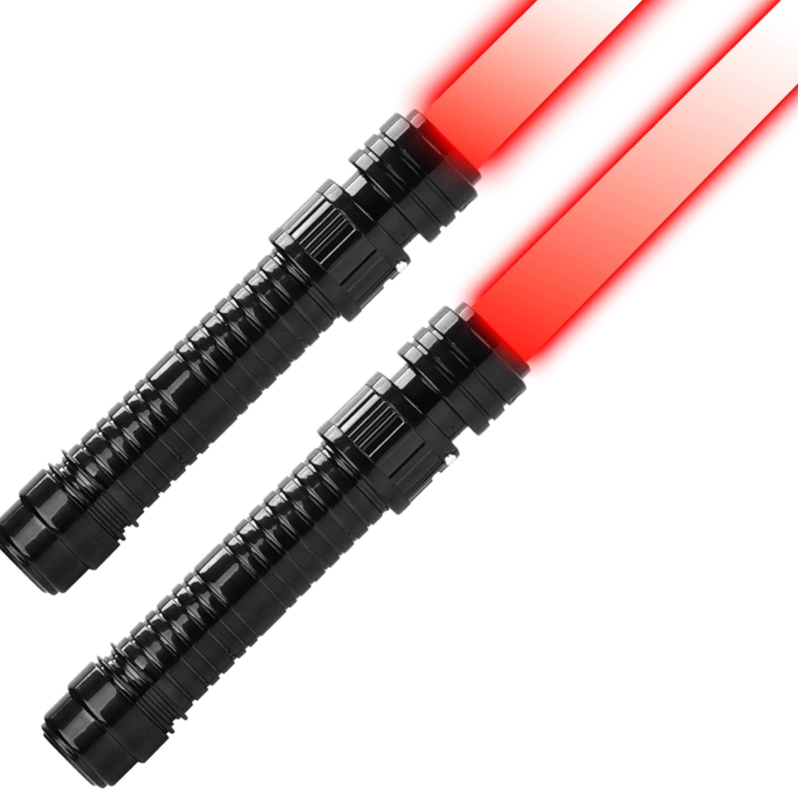 weirtoya 76CM Laserschwert Kinder mit Metallgriff, 2 Stück Lichtschwert mit Farblichteffekten, Duell Schwerter für Sounds, USB-C Lade Laser Schwert für Kind und Erwachsene (Schwarz)