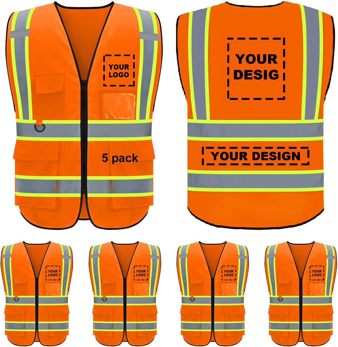 BeautyWill Custom Safety Vest Logo Class 2 High Visibility Reflevtive Vest Outdoor Protective Workwear
