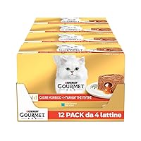 GOURMET Gold Cuore Morbido - Cibo Umido Gatto Adulto, Mousse con Tonno e Salmone. 48 Lattine da 85 g