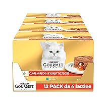 GOURMET Gold Cuore Morbido – Cibo Umido Gatto Adulto, Mousse con Tonno e Salmone. 48 Lattine da 85 g
