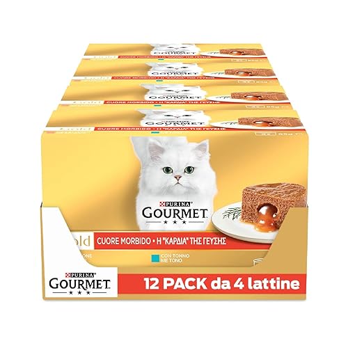 Immagine del prodotto Purina Gourmet Gold Cuore Morbido Cibo Umido per Gatti Adulti con Tonno e Salmone, 48 Lattine da 85g