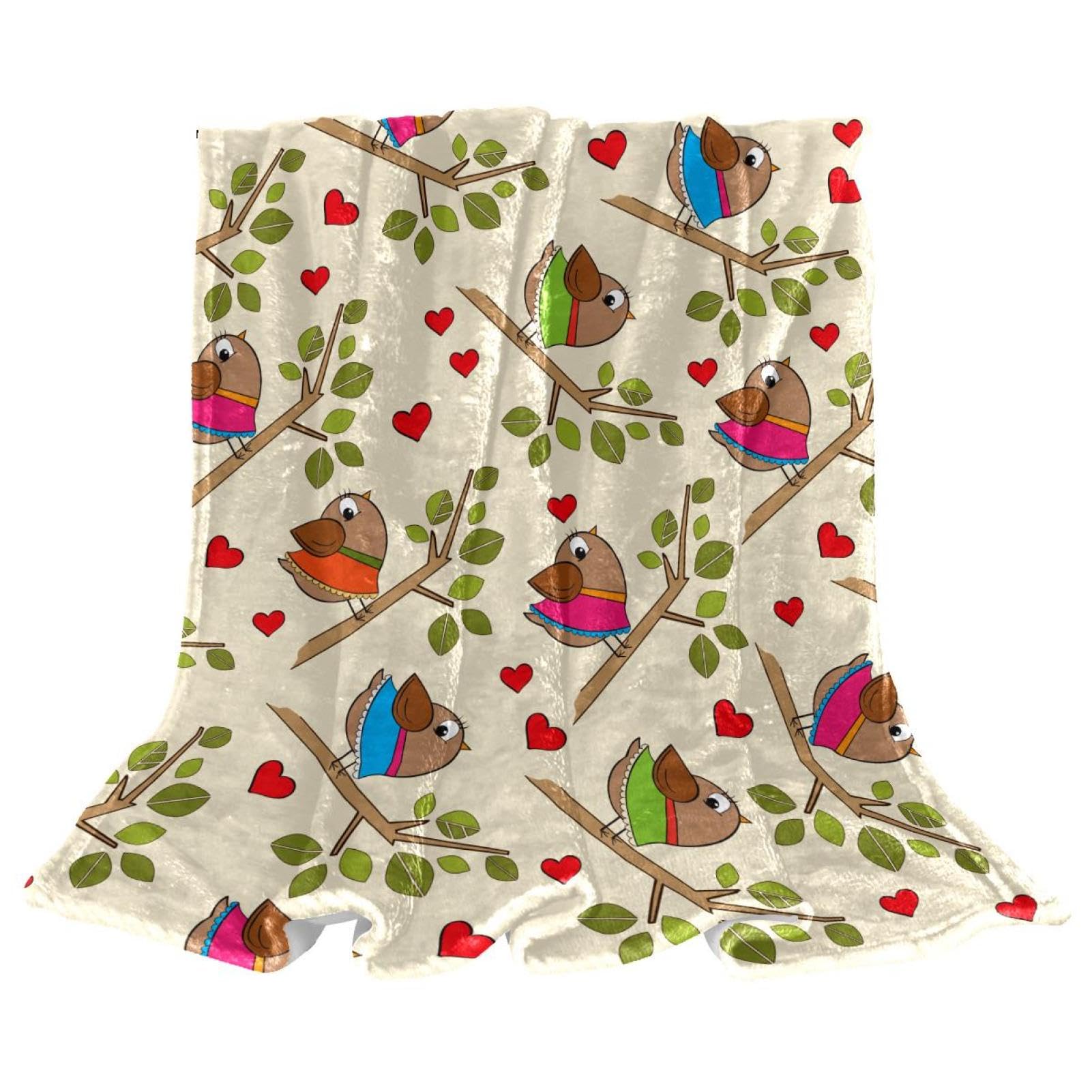 Couverture polaire chaude et douce plaid d'oiseaux isolant thermique pour lits