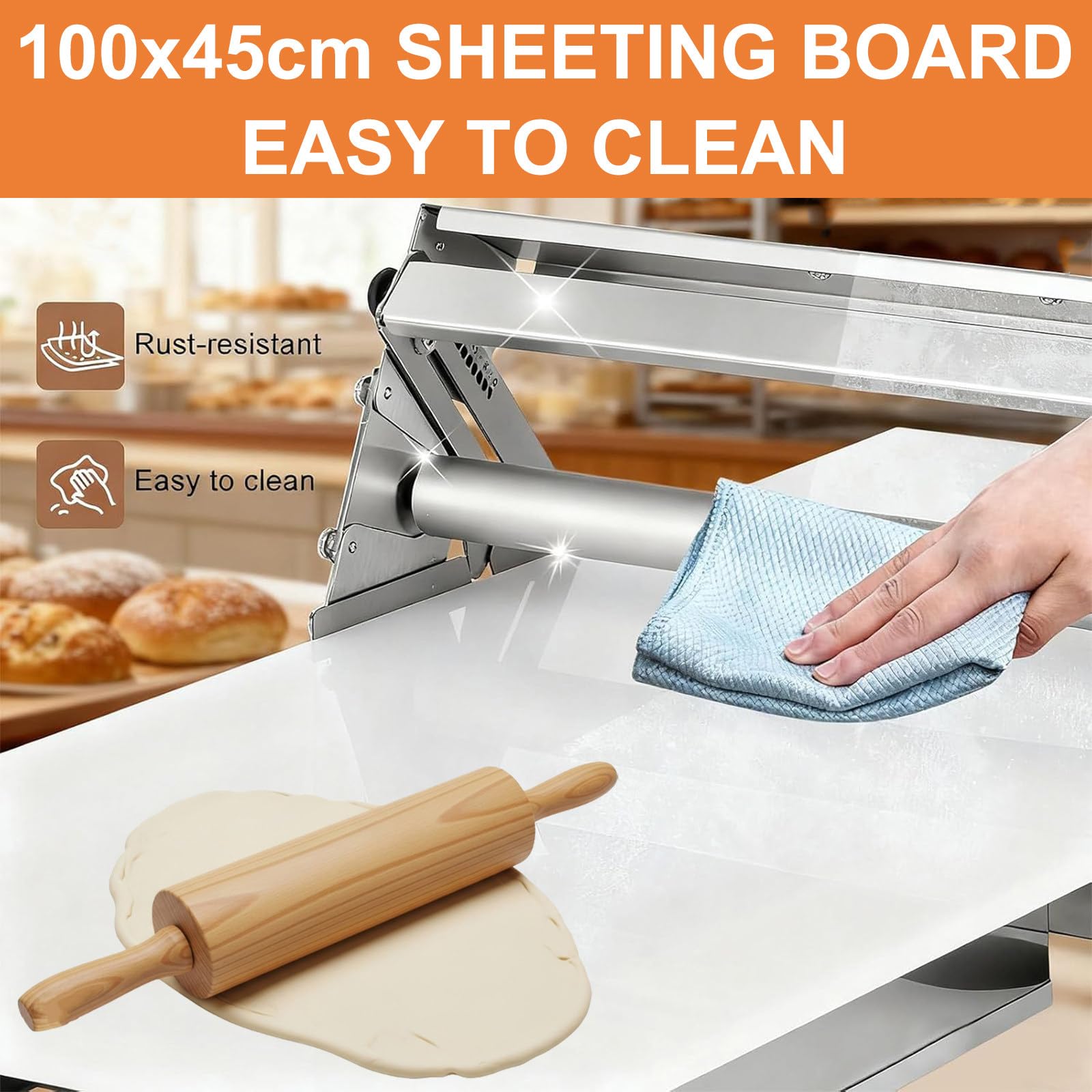 Sfogliatrice elettrica professionale in acciaio inox per pasta, macchina