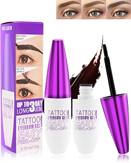 LYSdefeu Peel Off Tattoo Eyebrow Gel Tinting Kit, 2pcs Dark Brown Waterproof Long-Lasting Brow Tint - Easy Peel-Off Stain for Women