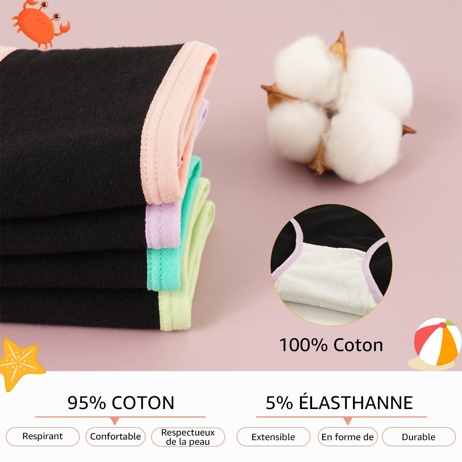INNERSY Culotte pour Adolescente Fille en Coton Doux sous-vêtements Ado 10 à 16 Ans Lot de 6
