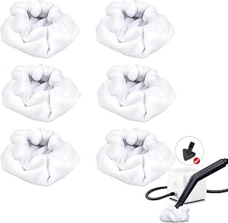 Sgizoku Small Microfiber Bonnet Steam Mop Pads Compatible with Dupray Steam Cleaners etc for The Triangular Brush Tool - Reusable Washable Steam Cloth Accessories - 6 Pack