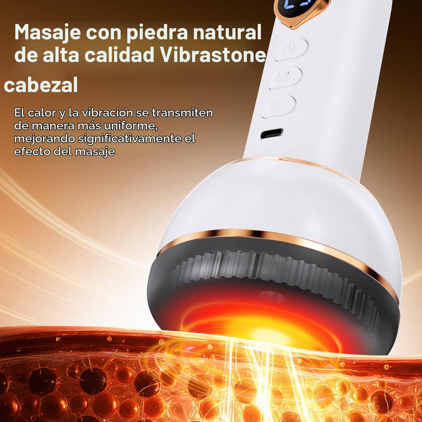 Masajeador Vibrastone, Masajeador Gua para Pies, Manos y Espalda, Dispositivo de Masaje con Combinación de Vibraciones y Calor para Relajar los Músculos