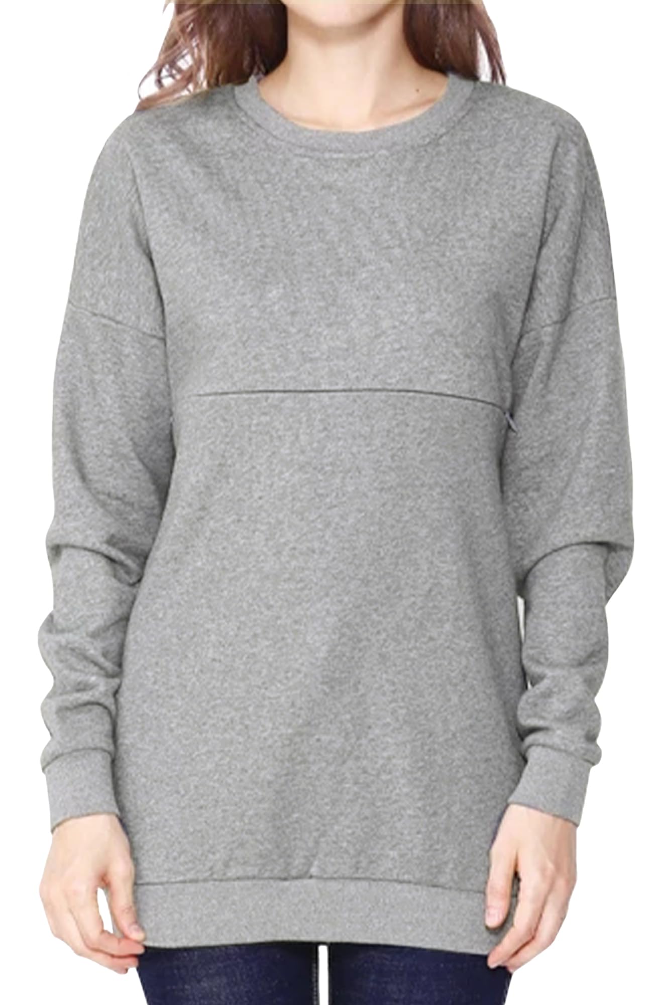 FEOYA Capuchontrui voor zwangere vrouwen, lange mouwen, borstvoedingsshirt, comfortabele ritssluiting, borstvoedingpullover, katoen, borstvoedingskleding, winter, lange mouwen, voedingskleding, XS-XXL