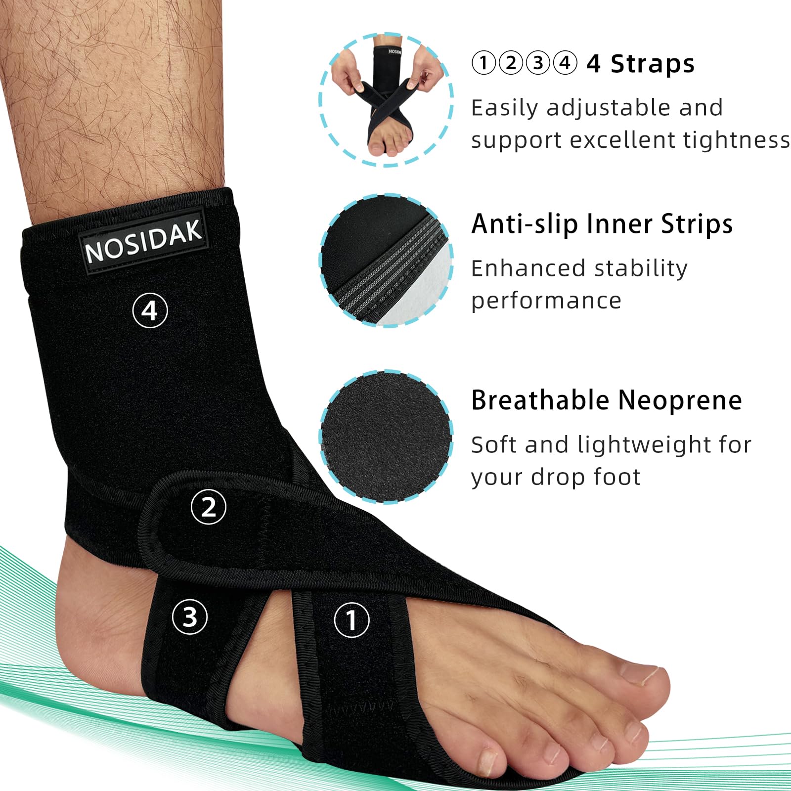 AFO - Soporte de pie para caminar con zapatos, férula nocturna para fascitis plantar, tobillera, soporte de pie caído para dormir, ortesis de pie de tobillo para recuperación de accidentes
