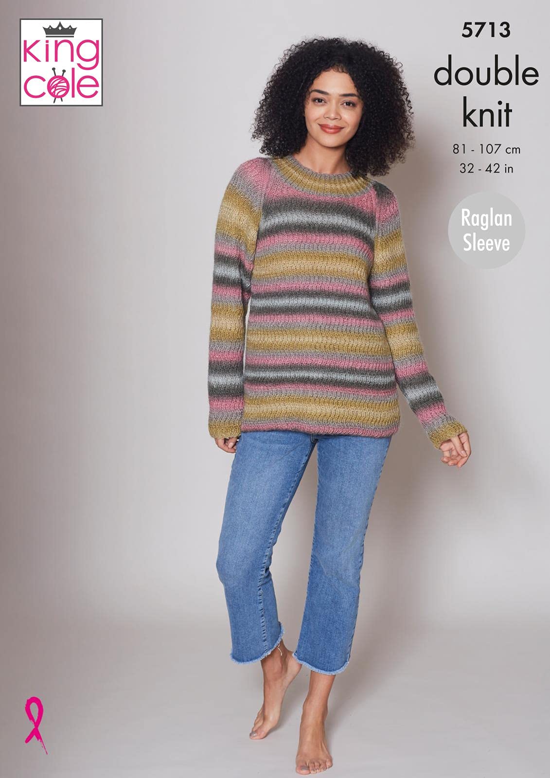 King Cole Women's Multicolor 5713 Knitting Pattern Raglan Sweater And Cardigan In Riot Dk