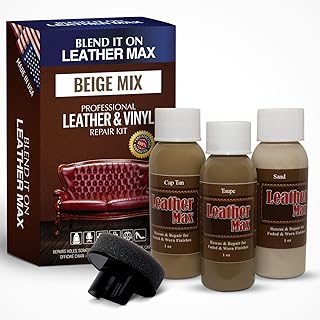 Leather Max Beige Mix - Vinyl and Leather Repair Kit - Restorer of Your Furniture, Jacket, Sofa, Boat or Car Seat, Easy Instructions to Match Any Beige Color, Restore Any Material, Bonded, Italian