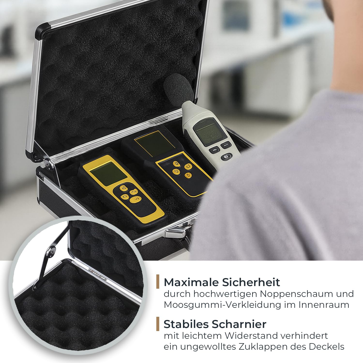 HMF 14403-02 Alu Waffenkoffer für Pistolen mit Zahlenschloss | 42 x 26 x 12 cm | Schwarz