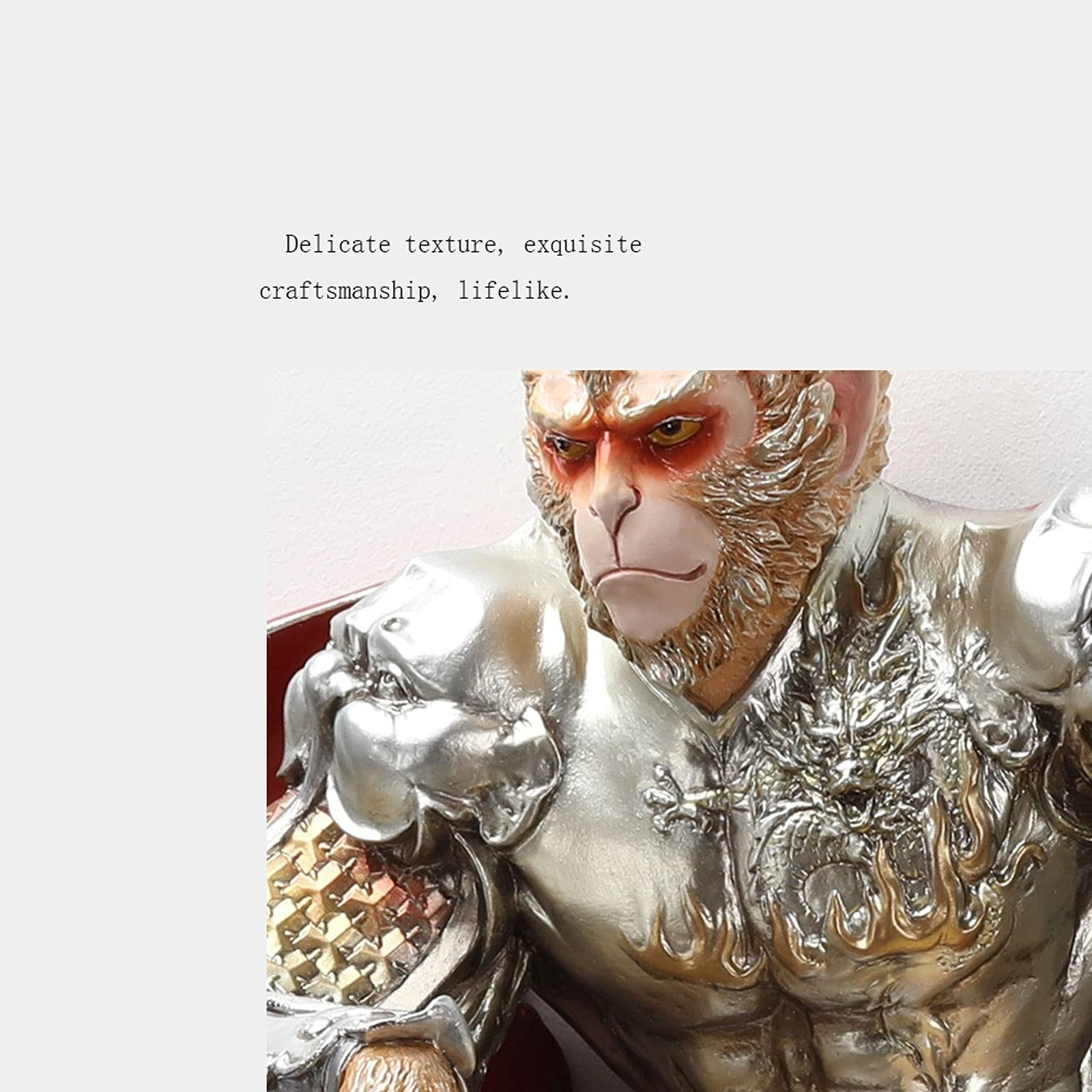Sun Wukong Statua Walczący Budda Kreatywna dekoracja Ozdoby Salon Pulpit Rzemiosło Małpa Król Rzeźba Szkło Stal Materiał Dekoracja Biura Prezent Urodzinowy Akcesoria Pulpit Pszczoła
