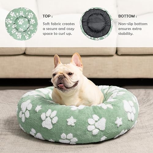 Miniatura 2 de Camas en forma de dona para perros pequeños, camas redondas relajantes para gatos de interior, bonita cama para mascotas con textura 3D con patas