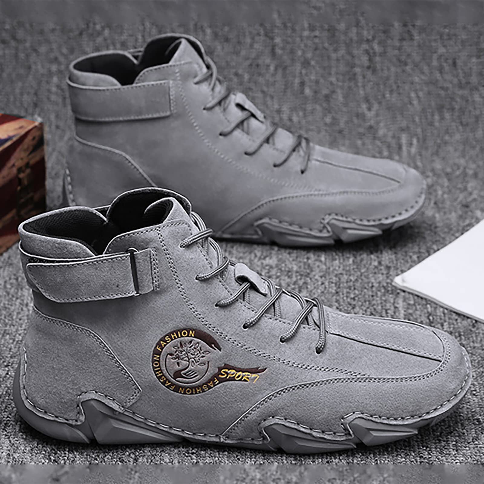WWricotta Nuevos Zapatos de Cuero para Hombre de Primavera y otoño, Botas Altas Coreanas, Zapatos Zapatillas De Vestir De Hombre Blancas Calzado Deportivo Impermeable
