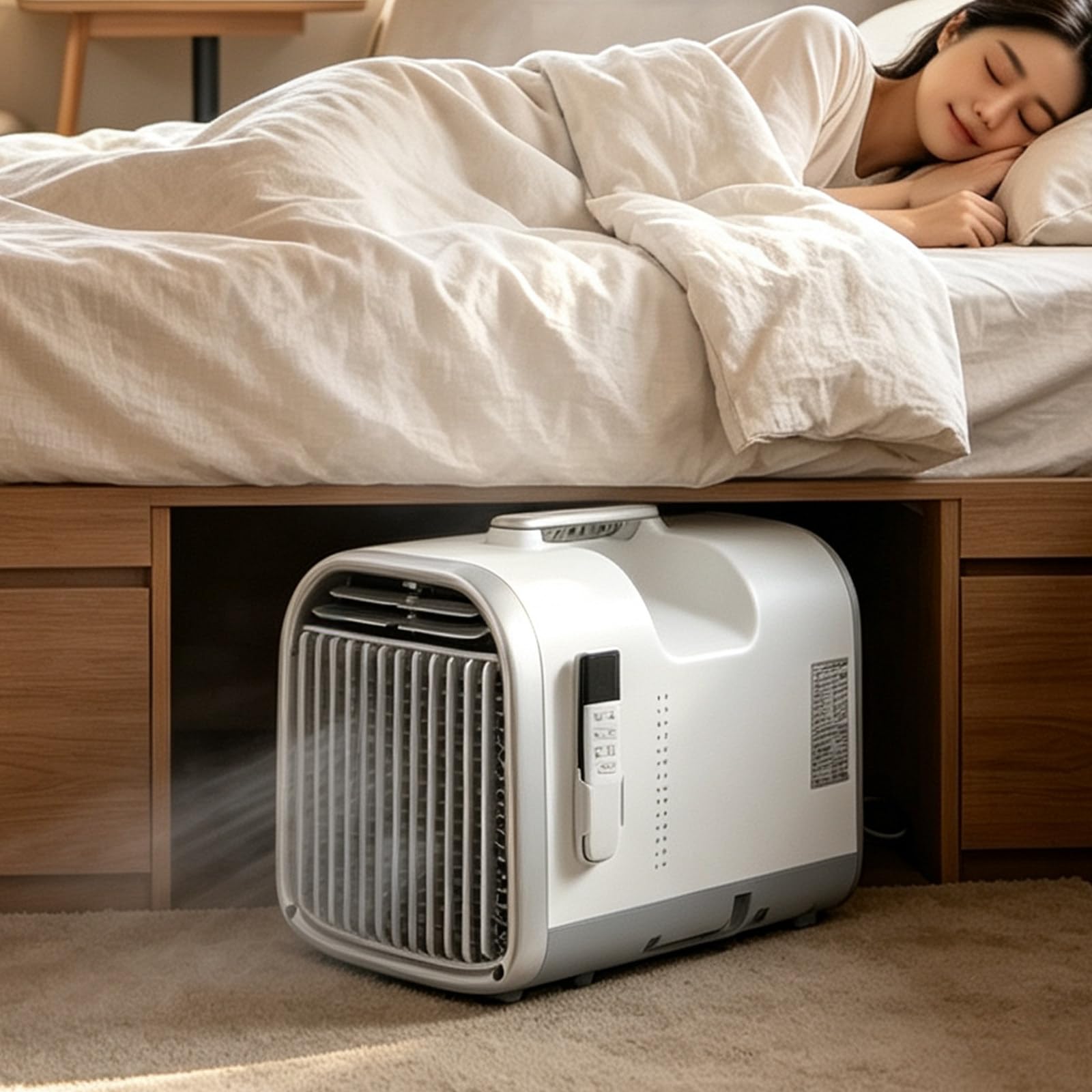 LURECAQING Mini Portable Air Conditioner, Compressor AC Unit, Fast Cooling Dehumidifier, 60°F-90°F, Remote Control & 42db Sleep Mode for Campervan, RV, Camping, Office and Small Rooms 5100BTU