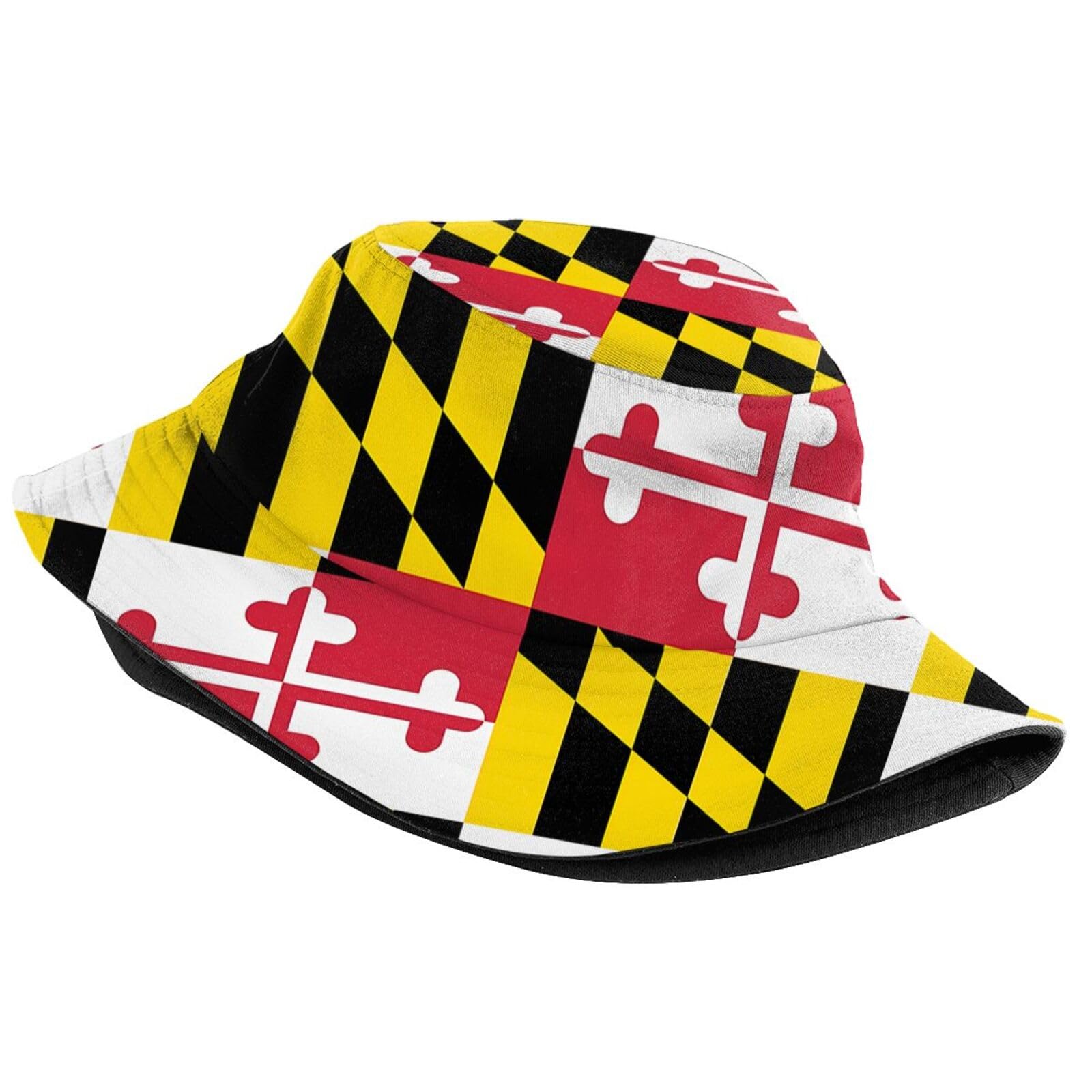 LVGOOKI Cute Maryland Flag Bucket Hat Women Men Summer Travel Sun Beach Cap Outdoor USA Flag Fisherman Hat