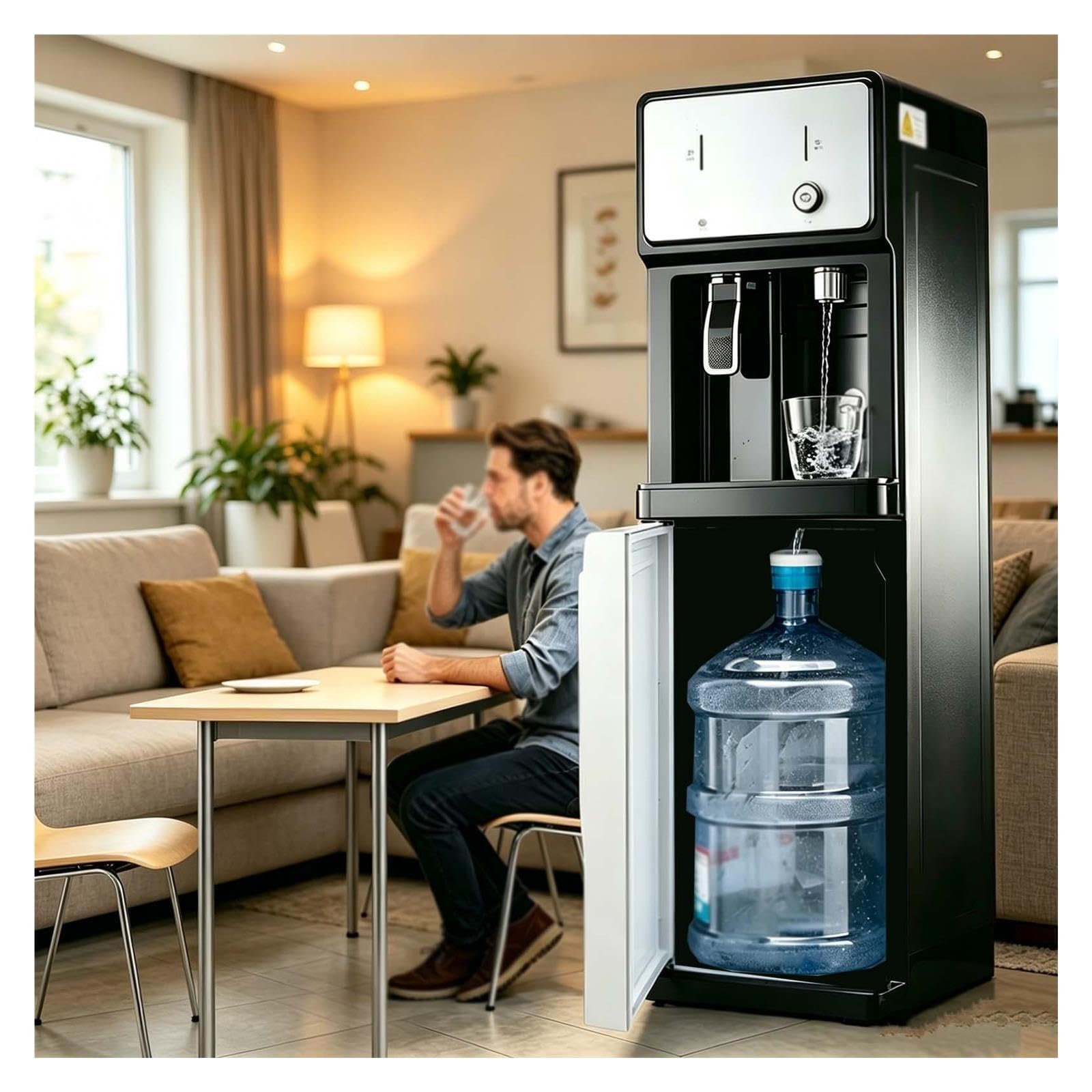 Dispenser acqua, Erogatore Acqua Fredda Calda e Ambiente, 3 temperature, Refrigeratore d'acqua con caricamento dal basso per case, uffici, palestre e altri spazi commerciali