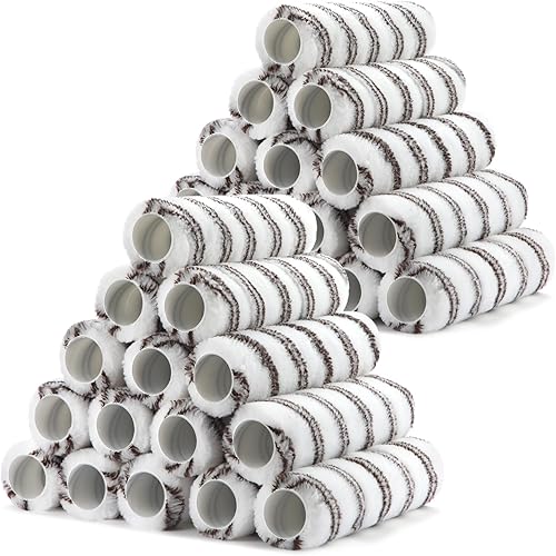 Miniatura 14 de Paquete de 24 cubiertas de rodillos de pintura de microfibra de 9 x 1/2 pulgadas, fundas grandes de poliéster para pintar paredes, techos, Amarillo