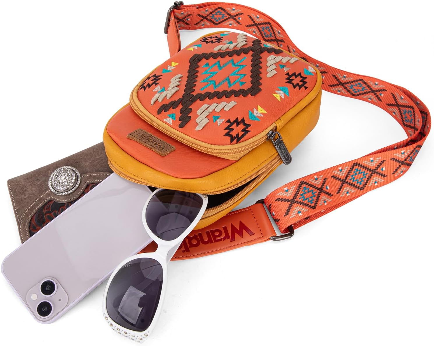 Wrangler Aztec Crossbody Sling Bag for Women Fanny Pack Shoulder Chest Bag Purse - Image 4