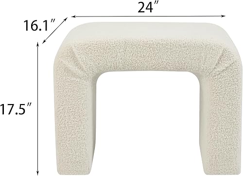 Miniatura 3 de Taburete otomano moderno, taburete pequeño tapizado para tocador, taburetes de terciopelo para tocador, otomanos blancos para entrada, sala de