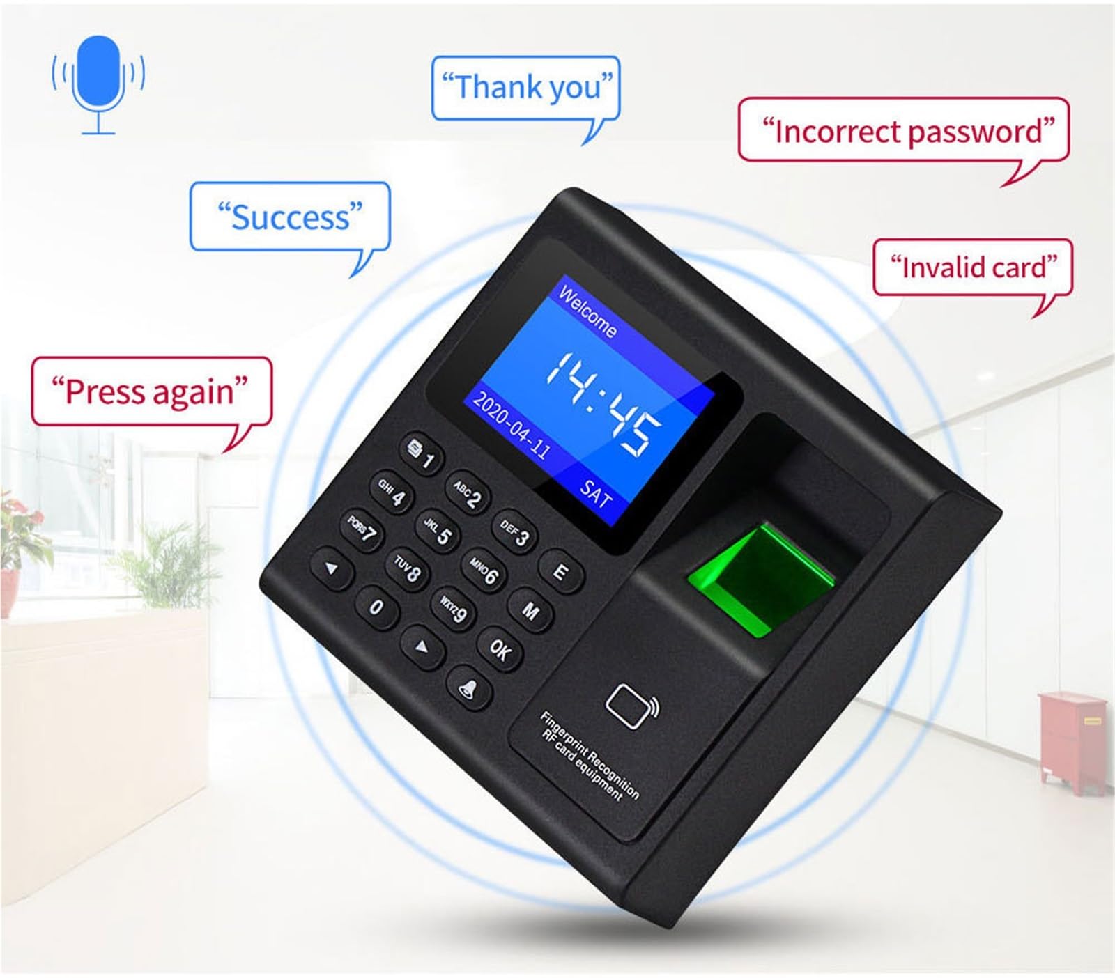 Macchina per la rilevazione, Orologio, Controllo Presenze, Macchina F30 Con Impronta Digitale, Tastiera, Accesso Per Impiegati, Elettrico,uffici, fabbriche