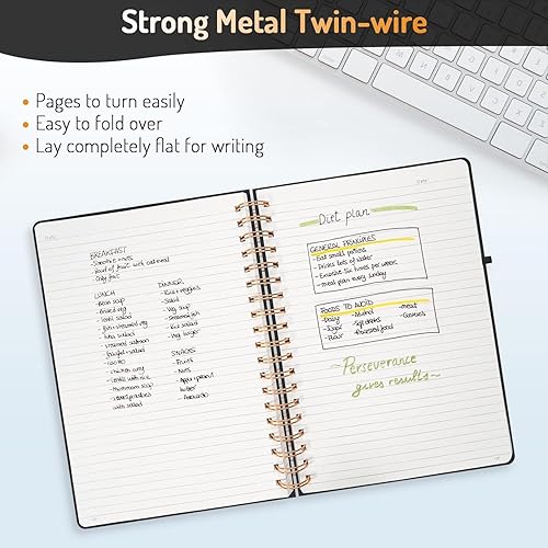 Vista 109 de Forvencer Cuaderno rayado en espiral con 300 páginas numeradas, diarios gruesos A5 para escribir con papel de 3.53 oz/m², cuadernos de tapa dura