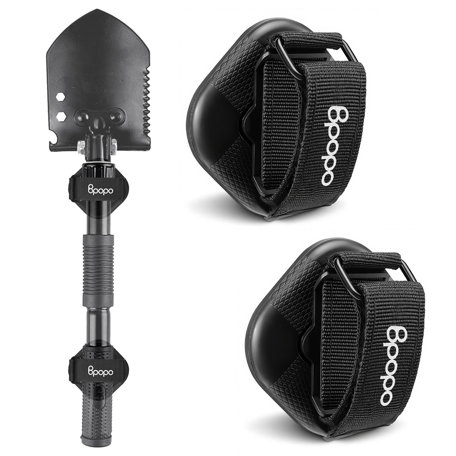 BPOPO 2 Pcs Magnetic Tool Holder with Adjustable Rope Strap, Wall-Mounted Organiser for Shovels, Rakes, Hoes & Long-Handled Tools, for Garage, Shed, Van Storage