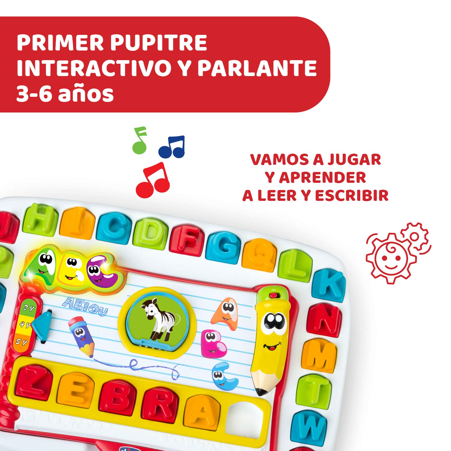 Chicco Leo y Aprendo, Juego Educativo Edu4You, Mesa de Actividades Electrónica para Aprender las Letras del Alfabeto, Inspirado en Montessori – Juguete para Niños de 3 a 6 Años