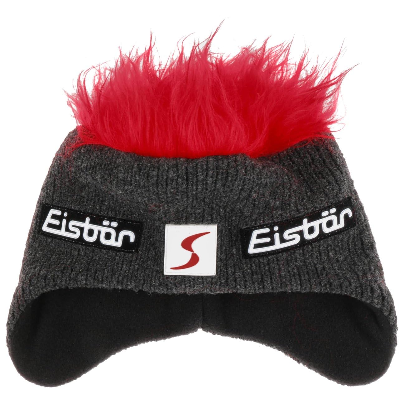 Eisbär Cocker Skipool Wintermütze Damen/Herren - Made in Austria Zottelhaarmütze Snowboardmütze Strickmütze mit Futter, Futter Herbst-Winter Winter - One Size Small rot