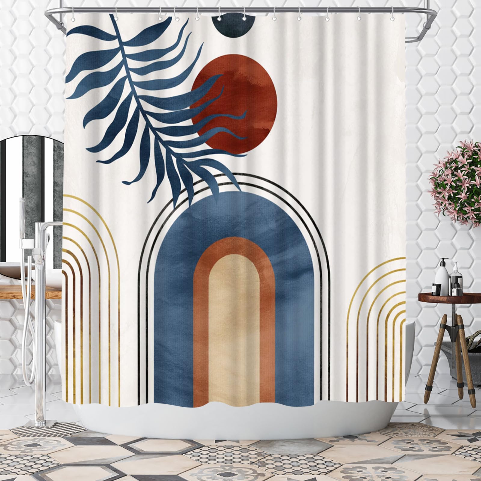Amazon.com: WELMECO Mid Century Modern Shower Curtain Boho Shower ...
