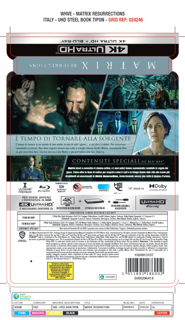 Matrix Resurrections Steelbook 1 (4K Ultra-HD + Blu-Ray) (2 Blu Ray)