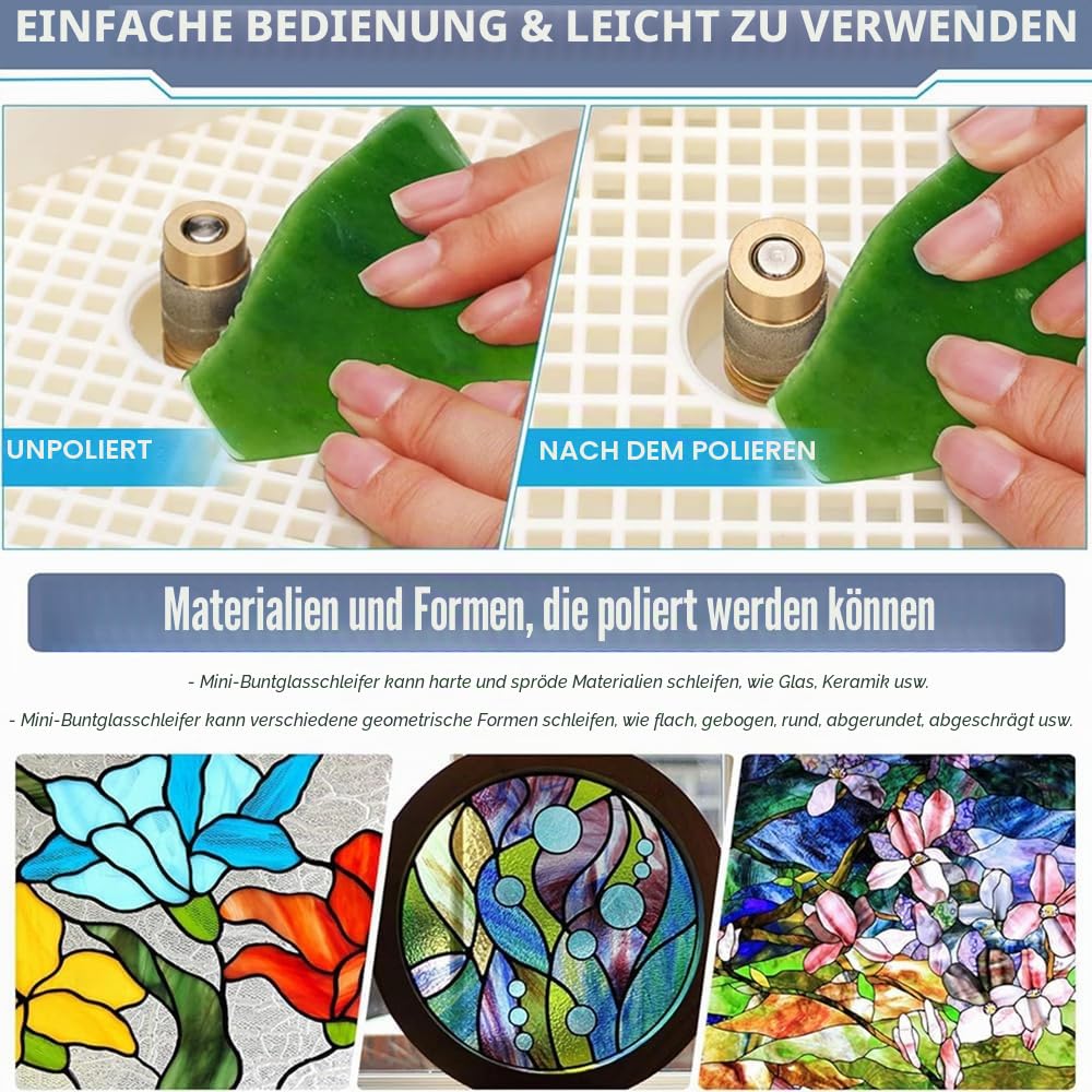 Glasschleifmaschine,Elektrische Glasschleifer,Mini Glasschleifer,220V 4200r Elektrische Glasschleifer,Tragbare,mit Prallplatte und universelles Zubehör,65W Leistung,Für Glas & Keramik (Rot)