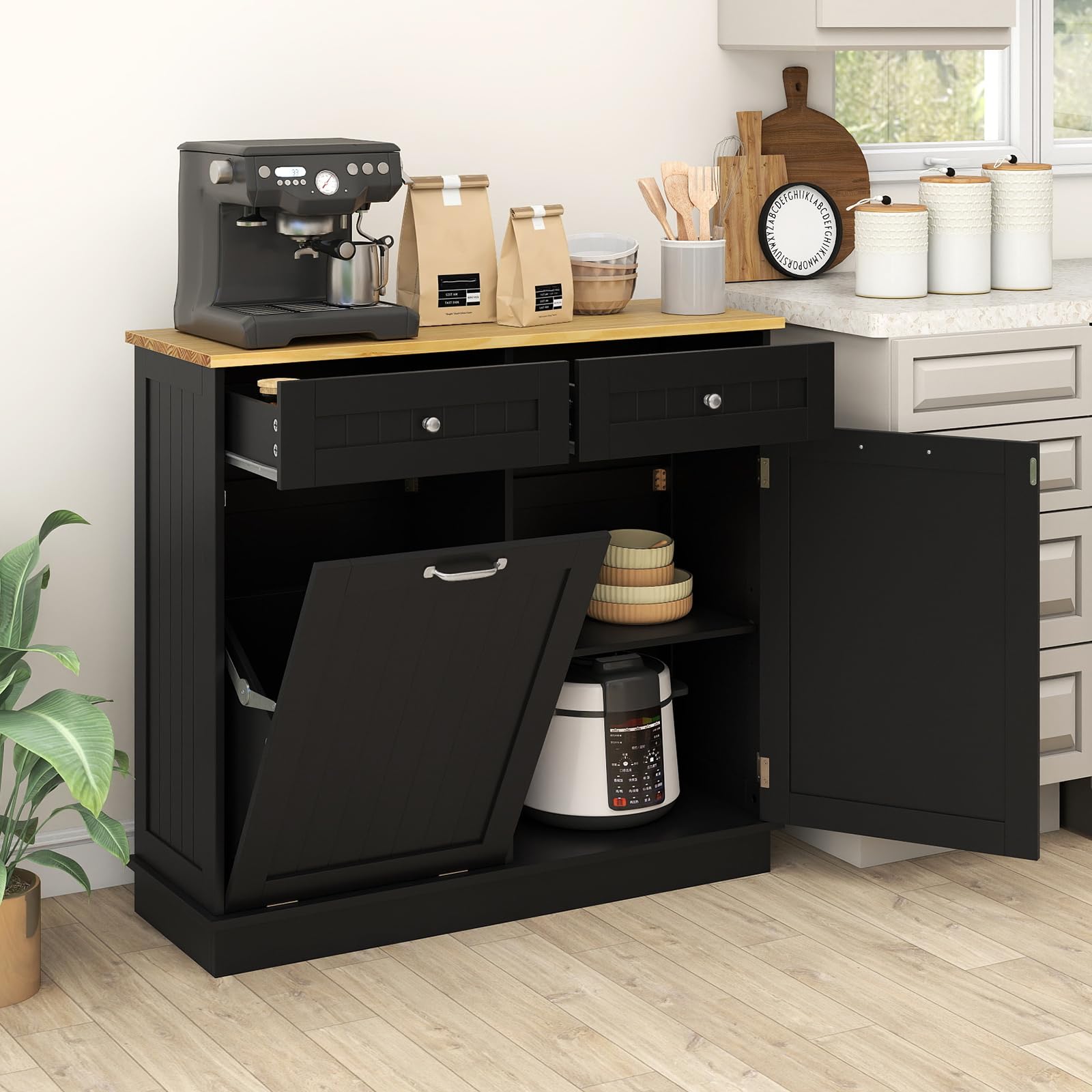 Amazon.com: Giantex Kitchen Trash Cabinet, Kitchen Island with