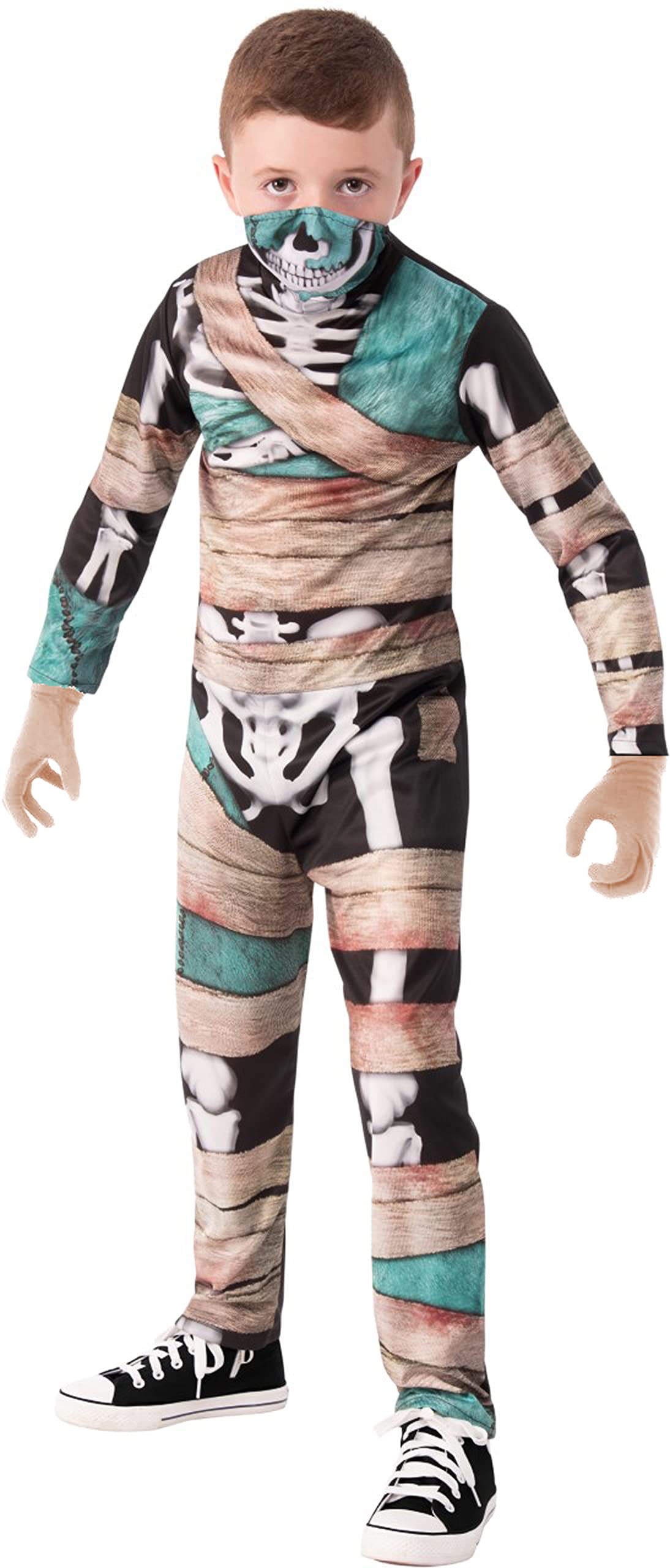 Rubies Disfraz Momia Esqueleto para niños y niñas, Jumpsuit impreso y máscara adjunta, Muerto Viviente, Zombie, Licencia Oficial para Halloween, Cosplay, Fiestas