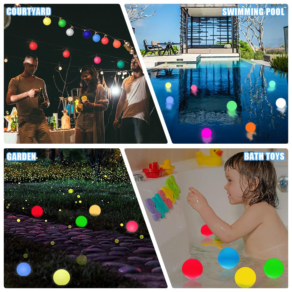 4 Stück Schwimmende Poolbeleuchtung, 16 RGB Farbwechsel Pool Lichter Schwimmend mit Fernbedienung, USB-Aufladung, Wasserdichtes Poolbeleuchtung Schwimmend, Pool Licht für Garten, Teich, Party