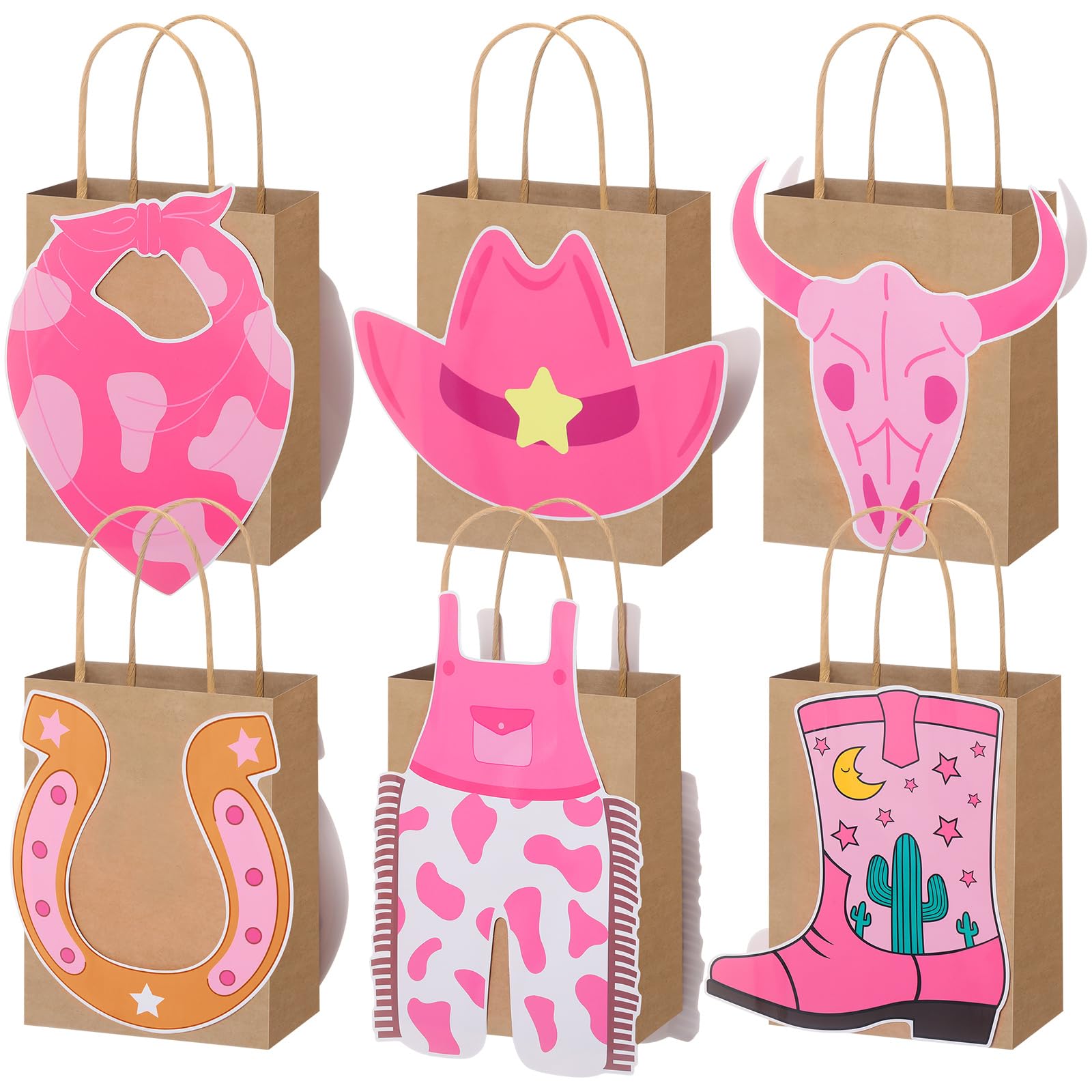 Mooliwe 24 Pcs My First Rodeo Birthday Decorations, Cowgirl Birthday Gift Bags Western Cowboy Theme Treat Candy Party Favor Bag with Handle for Baby