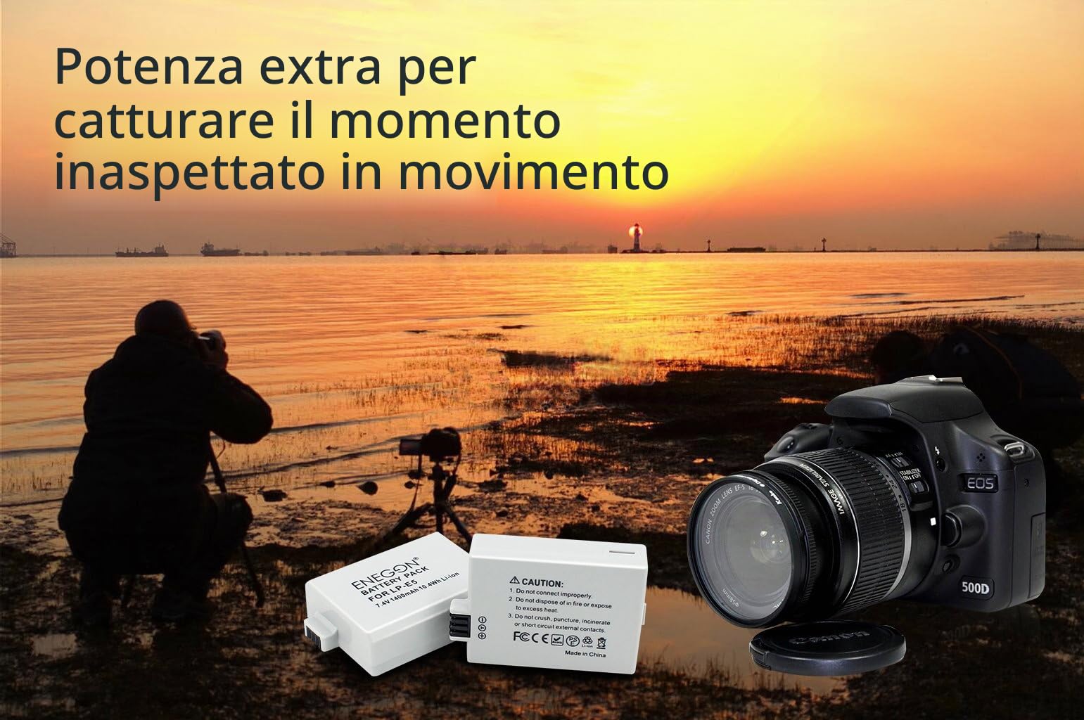 ENEGON Batteria di ricambio (2-Pack) e caricatore rapido doppio per Canon LP-E5 e Canon EOS Rebel XS, Rebel T1i, Rebel XSi, 1000D, 500D, 450D, Kiss X3, Kiss X2, Kiss F