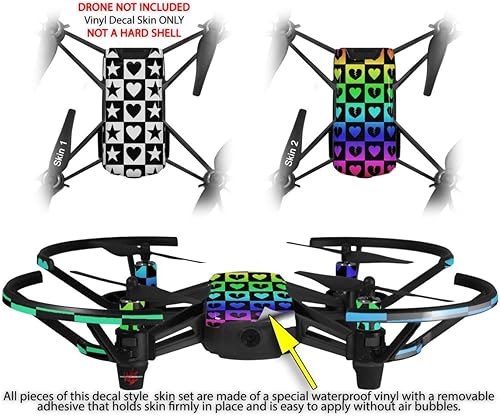 Miniatura 2 de Skin Wrap 2Pack para DJI Ryze Tello Drone corazones y estrellas blanco y negro Drone No Incluidas