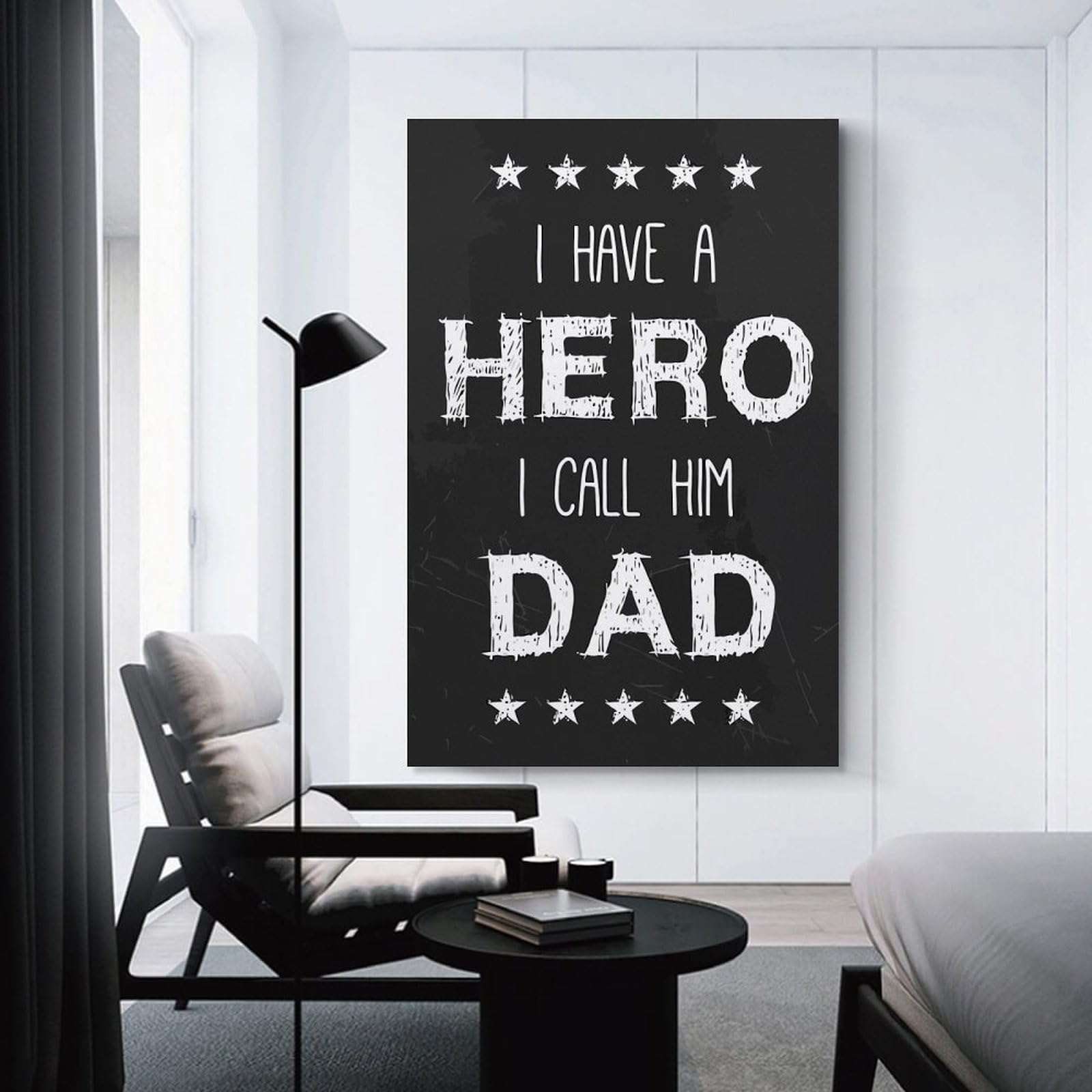 Junmoney Unframe-Style-4 Hero Dad Quote Canvas Wall Picture, 24X36inch(60X90cm), For Wall Displays, Bedrooms Or Room Updates, Wall Decor Suited To Curated Displays
