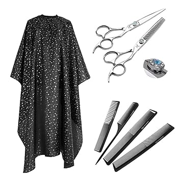 CCbeauty Professional Barber Supplies Equipment Tool Set- 1x Barber Hair Cutting Cape + 2x 6 
