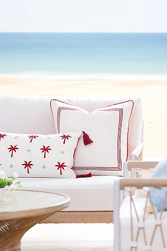 Miniatura 8 de Hofdeco Premium Coastal Hampton Style - Funda de almohada lumbar para interiores y exteriores, solo 12 x 20 pulgadas, resistente al agua para patio