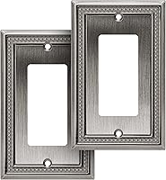 Vista 17 de Henne Bery Sunken Pearls - Placa de pared decorativa resistente para interruptor, cubierta para tomacorrientes (doble dúplex, níquel satinado)