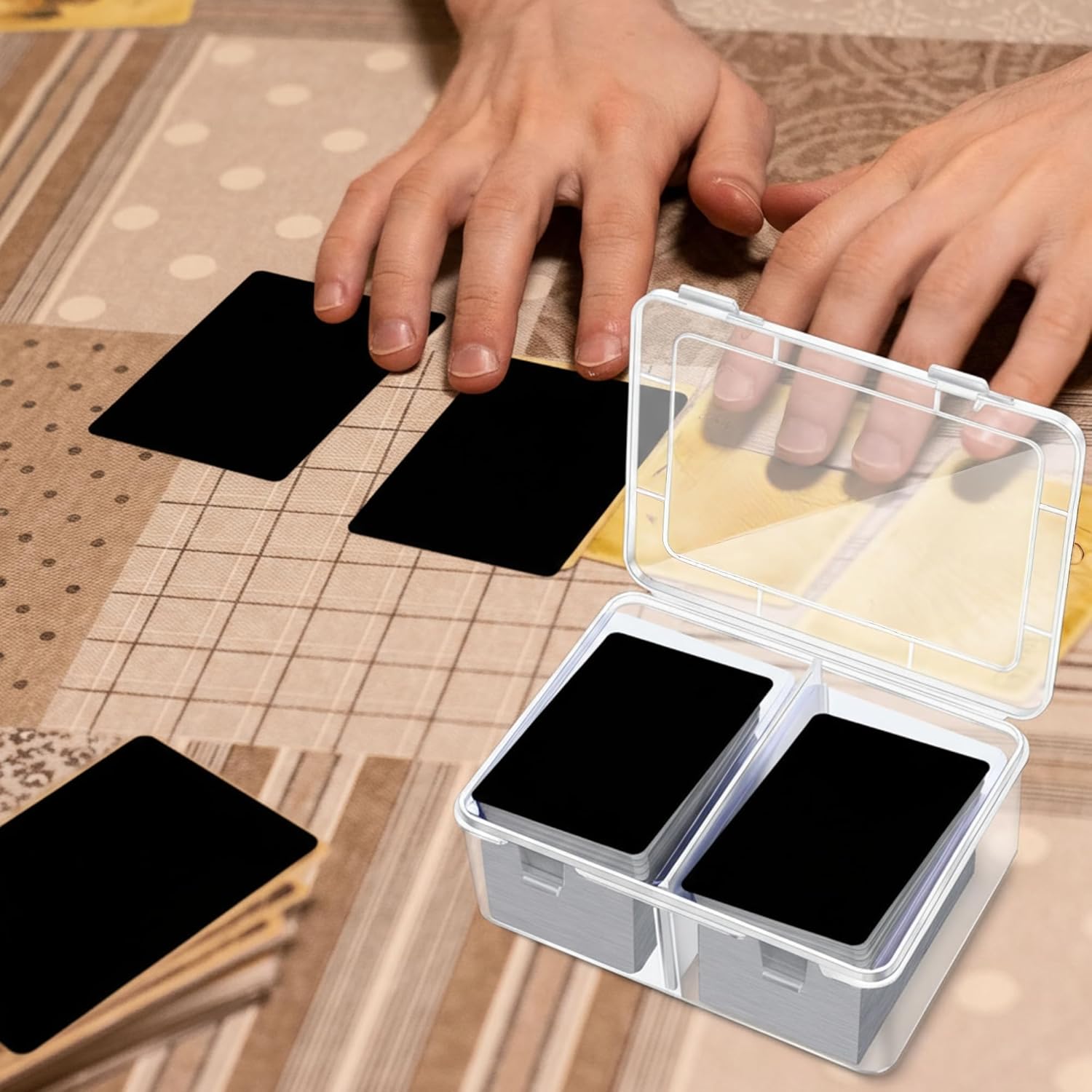 Vicenpal 300 Card Storage Box Compatible with Mtg TCG Clear Plastic Trading Card Storage Box with Removable Divider Hard Trading Deck Case for Baseball Football Game Organizer Collector(6 Pcs)
