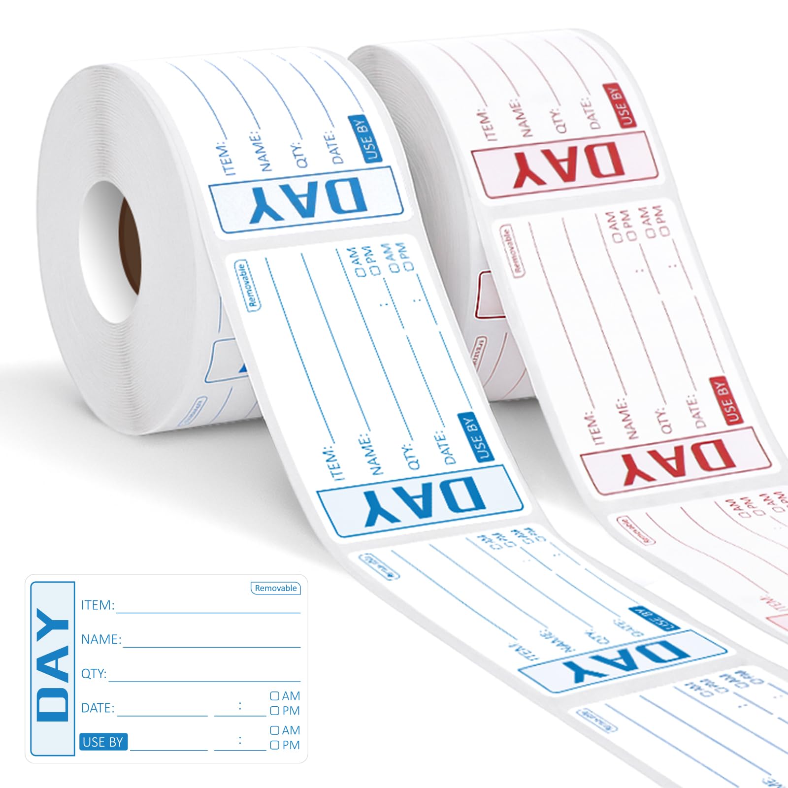 Date Labels for Food - 1000 Food Labels Stickers 75 X 50mm Freezer Label Easy Peel Off Use By Date Stickers for Foods Date and Inventory Management