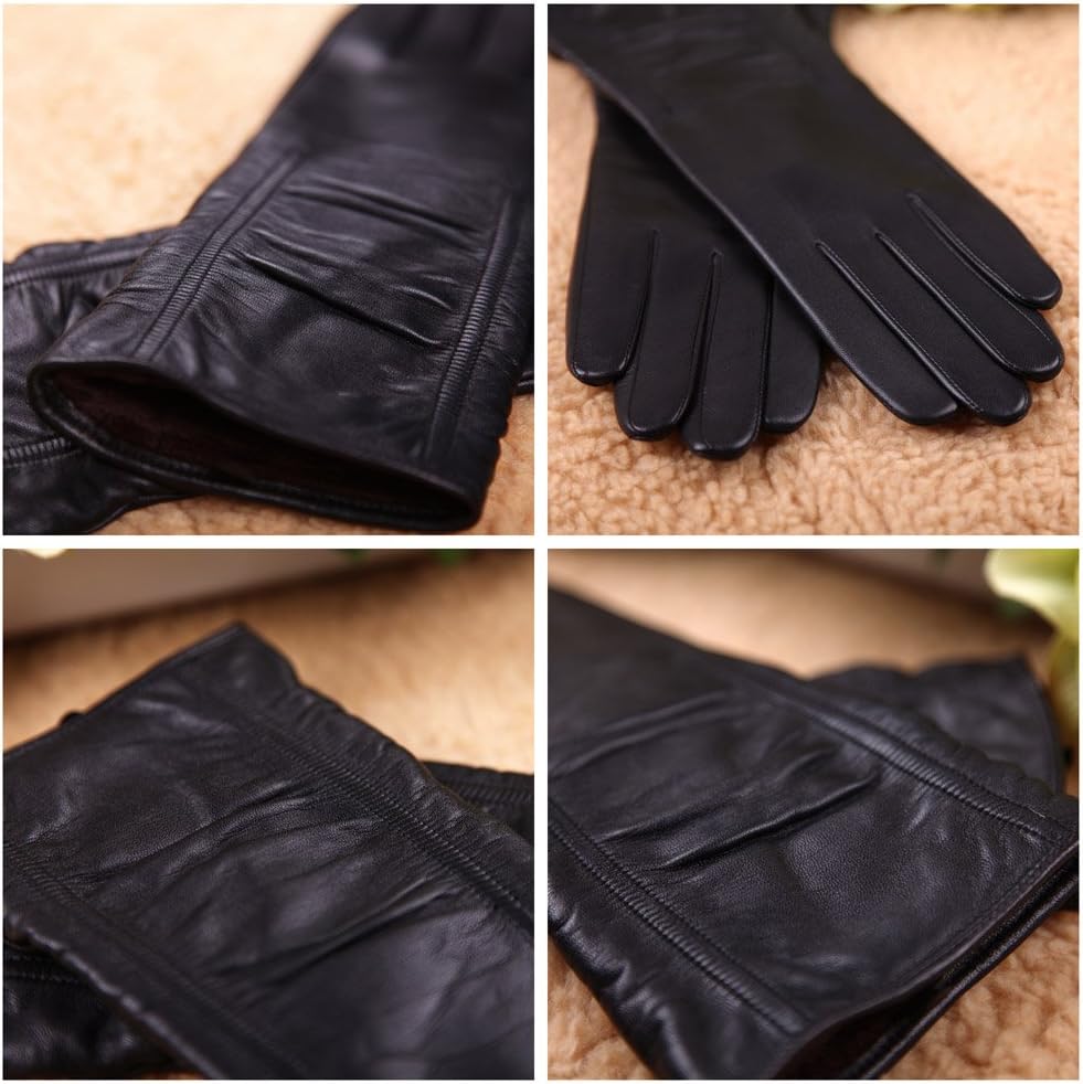 Women's Lambskin Touchscreen Texting Leather Gloves Winter Lined Long Sleeves for Iphone Smartphone - Image 6