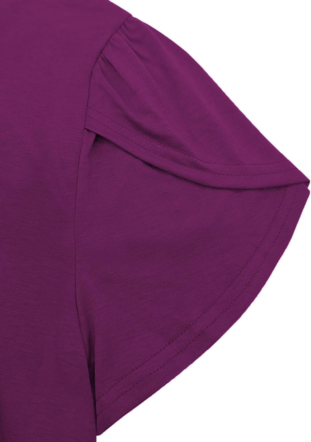 VISLILY Plus-Size-Summer-Tops for Women Dressy V Neck T Shirts Trendy Petal Short Sleeve Tunics Casual Pleated Blouses 1X-5X - Image 4