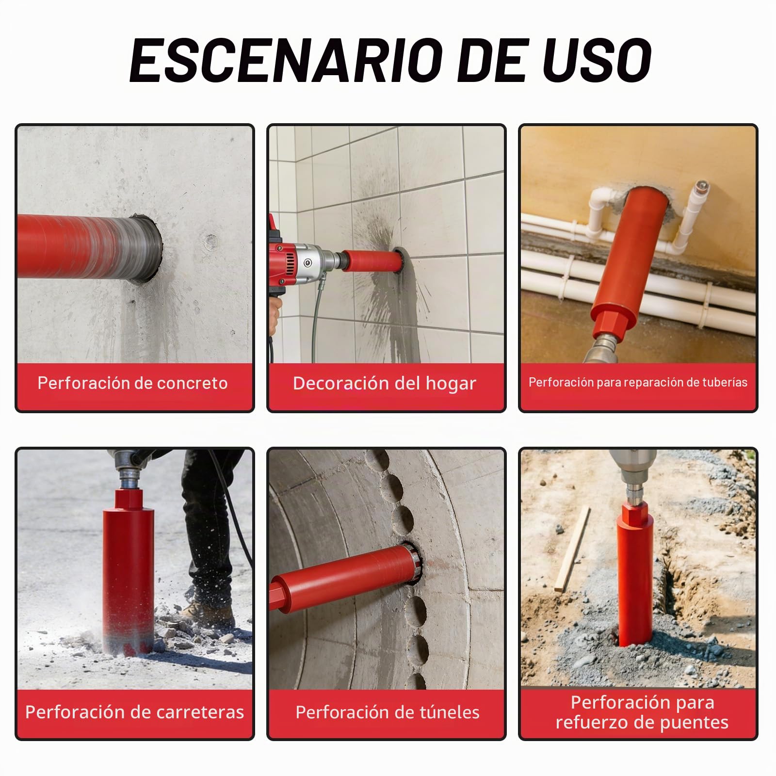 CPROSP Corona de Perforación de Diamante 1¼" UNC, Ø52 mm, L420 mm, Soldada por Láser, Corona de Perforación para Taladrado en Húmedo, Broca para Taladrar Hormigón, Mampostería y Piedra
