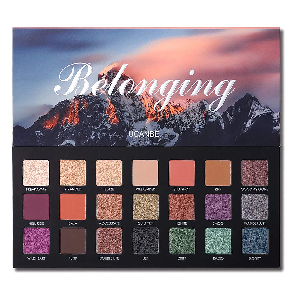 Ucanbe21 Colors Belonging Pigmented Eyeshadow Makeup Palette, 6 Matte and 15 Shimmer Blending Eye Shadow, Waterproof Long Lasting Powder Make Up Set